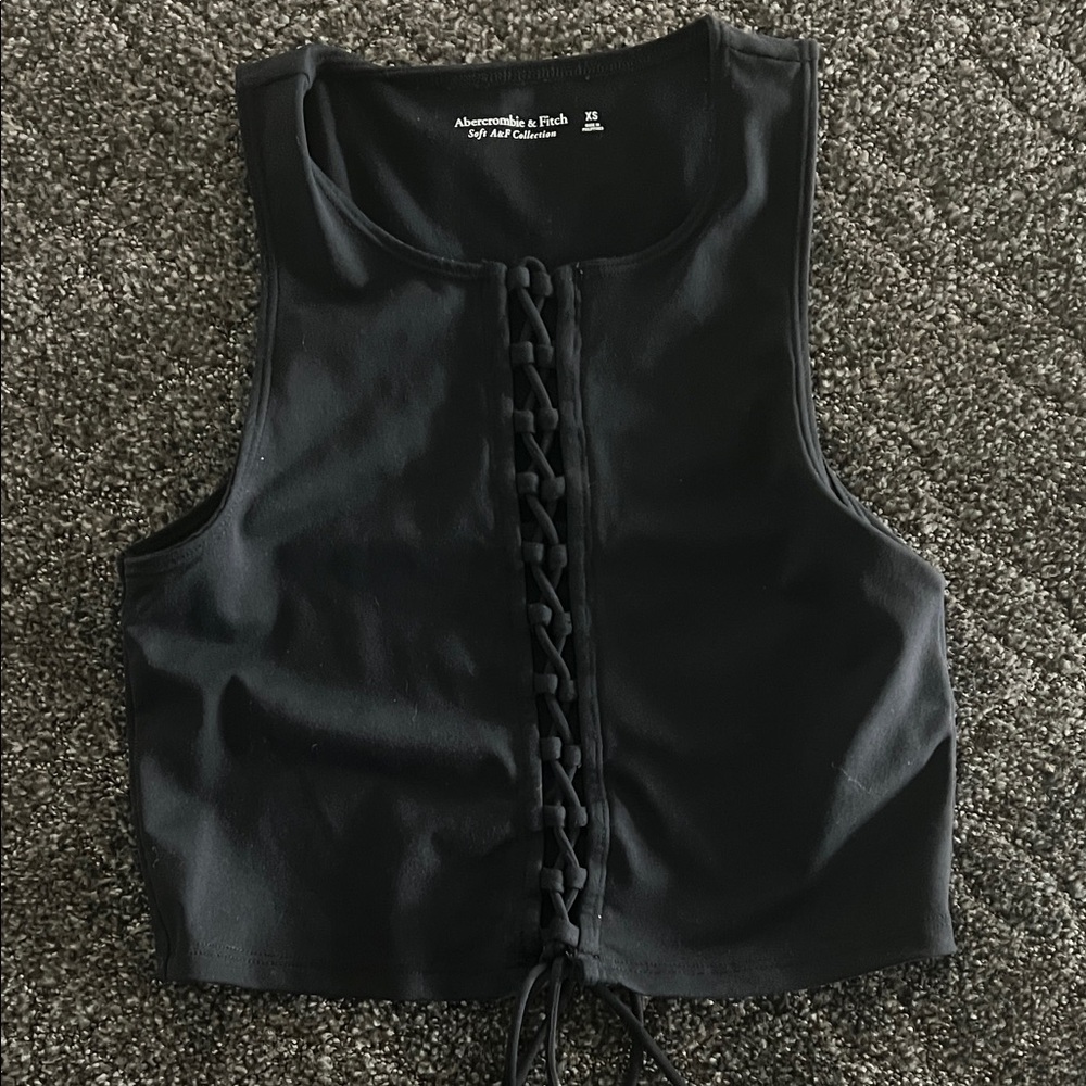 Abercrombie & Fitch Black Lace-Up Crop Top